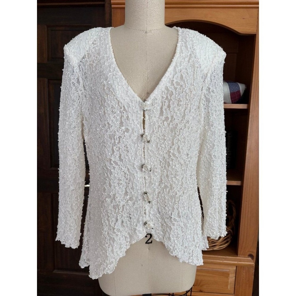 Vintage 90s Sheer Floral Cardigan Blouse 16 WP High Low Cottagecore Fairy Grunge